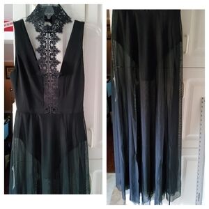 Angel Biba Black Sheer Lace Dress